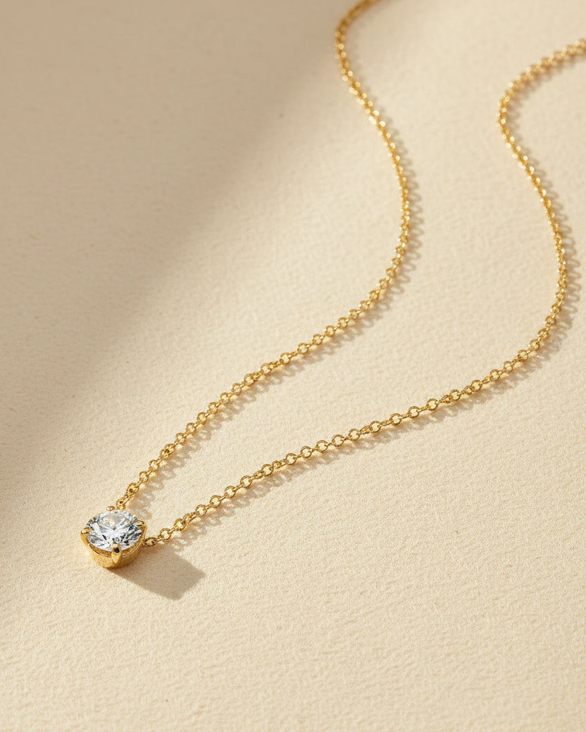 שרשרת אנאבל עם יהלום לבן 5ממ