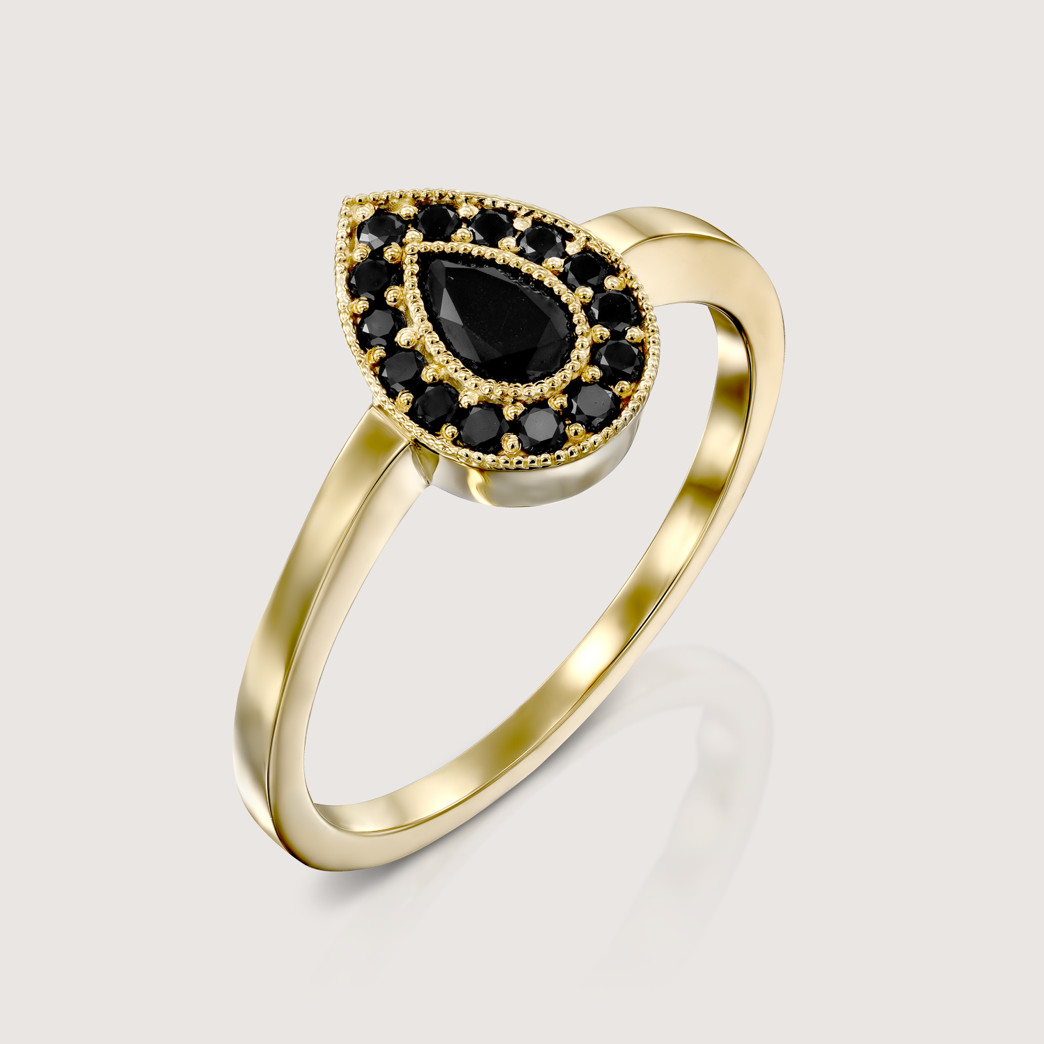 טבעת לונה יהלומים שחורים