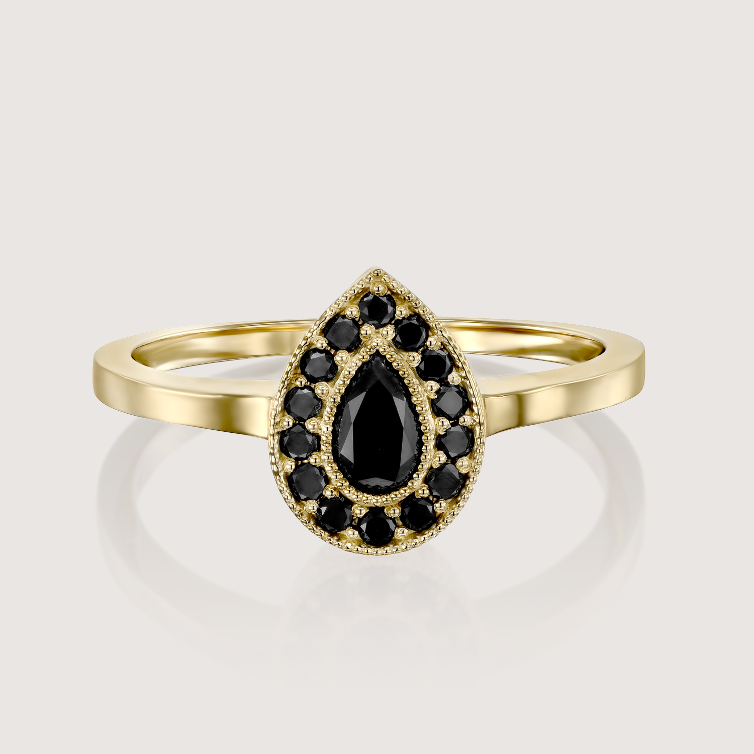טבעת לונה יהלומים שחורים