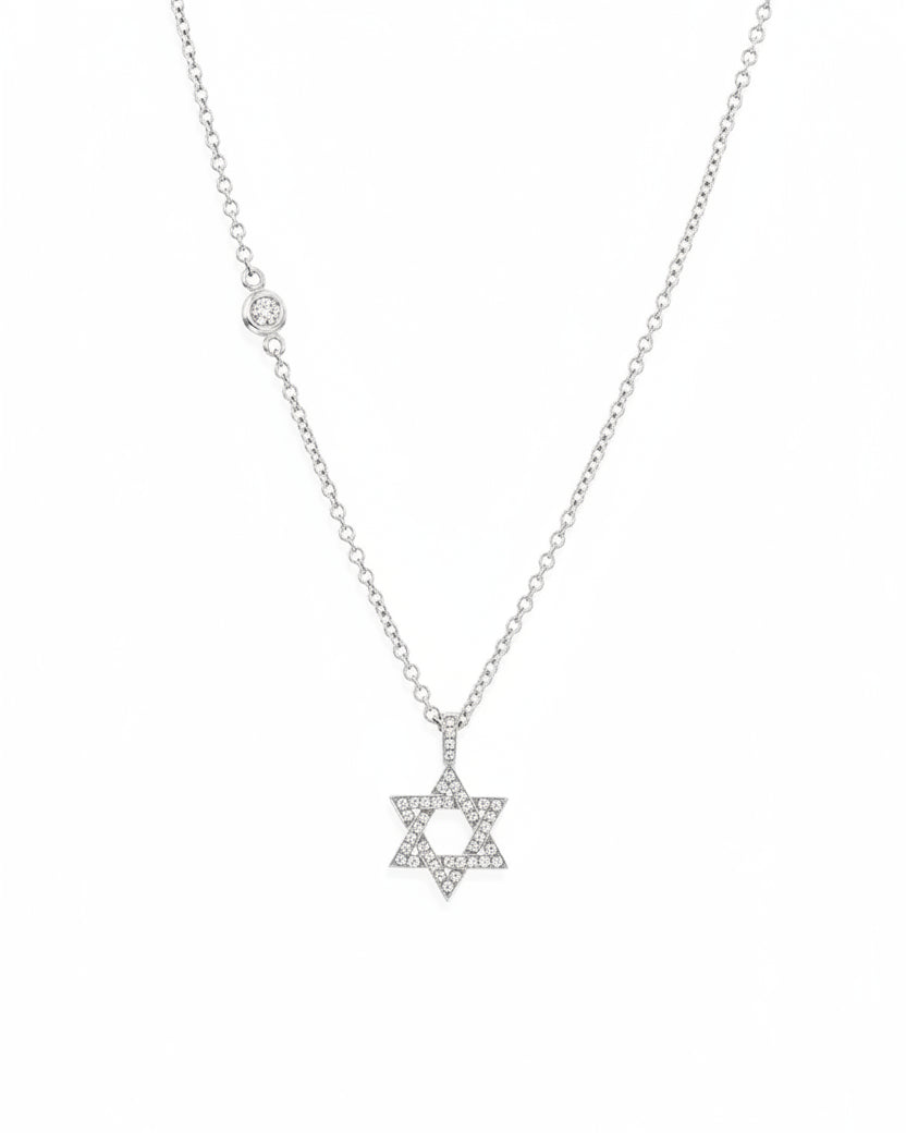 שרשרת מגן דוד יחזקאל משובץ קטן