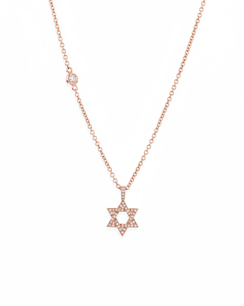 שרשרת מגן דוד יחזקאל משובץ קטן