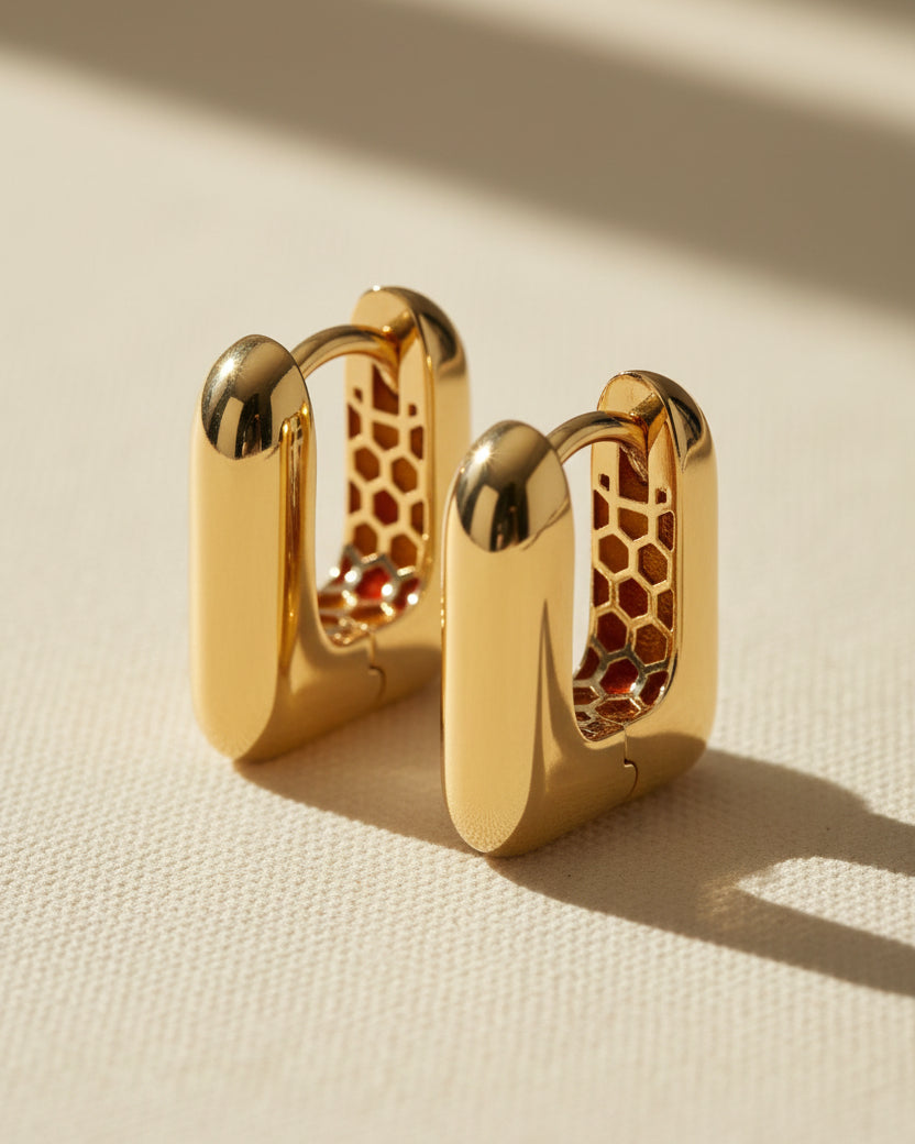 עגילי חישוק זהב מנדי