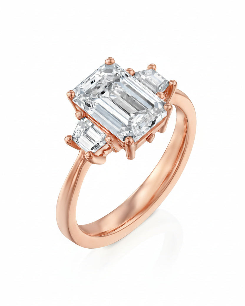 טבעת אוליביה יהלומי מעבדה לבנים