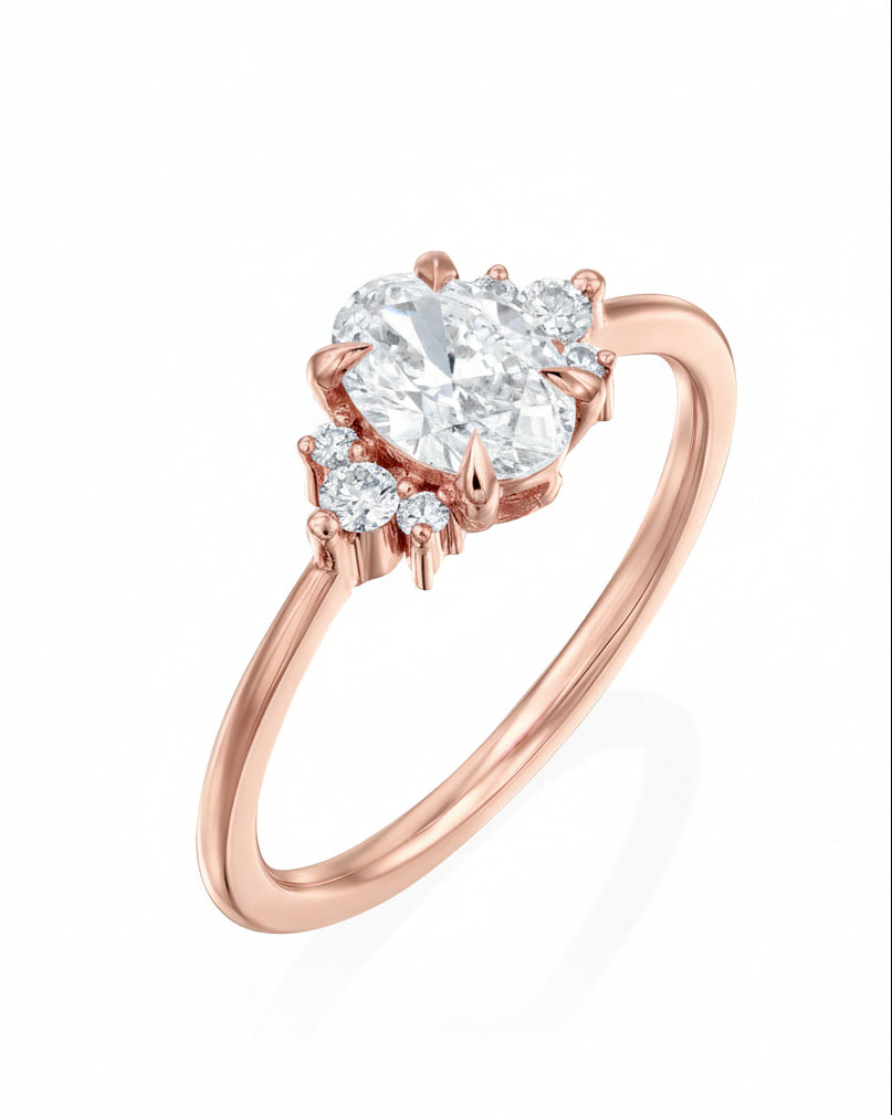 טבעת אלה מוגדלת יהלומי מעבדה לבנים