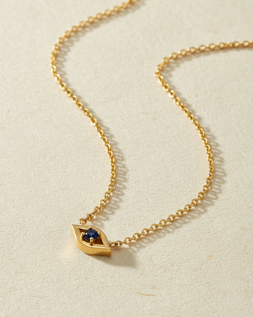 שרשרת עין הרע מרחפת ספיר כחול