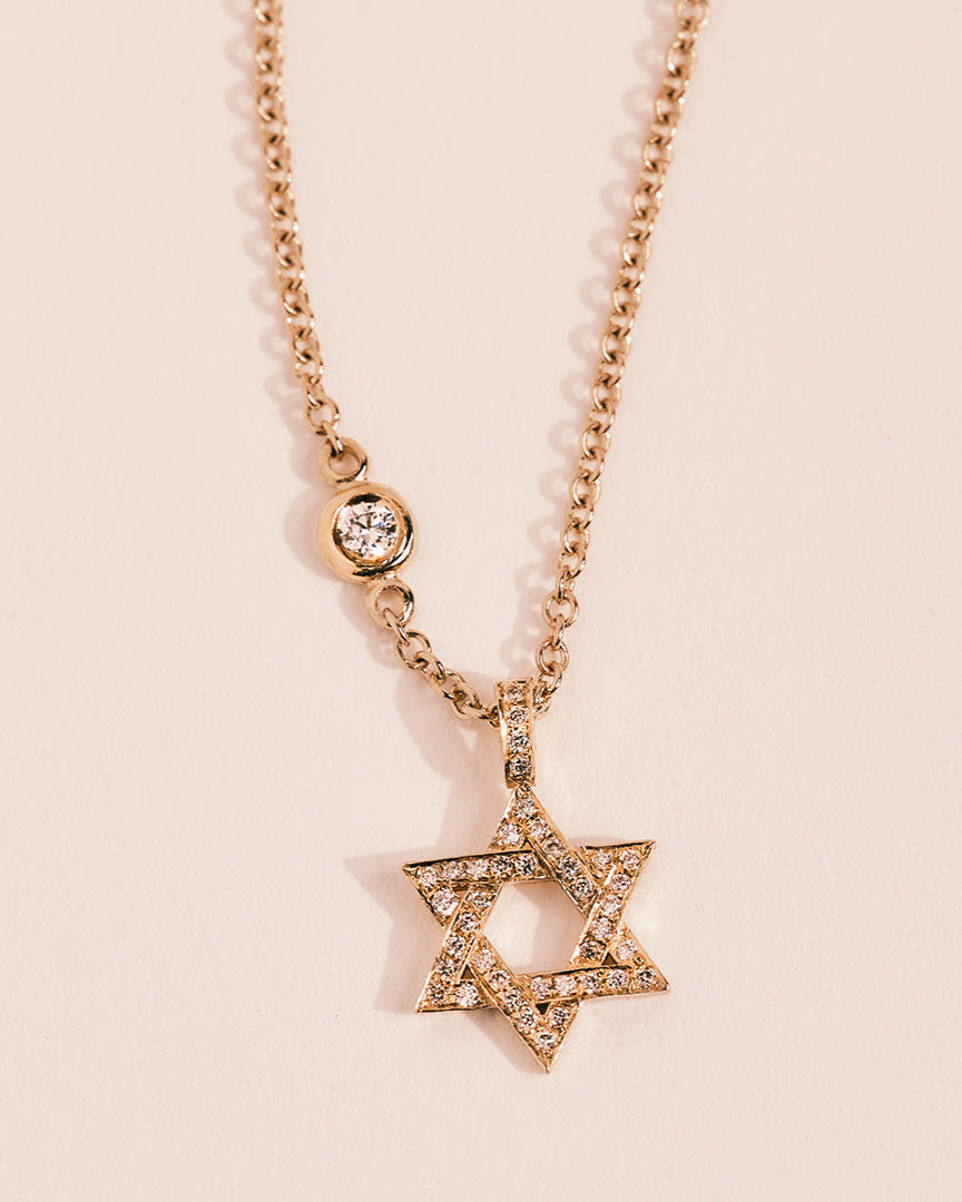 שרשרת מגן דוד יחזקאל משובץ קטן