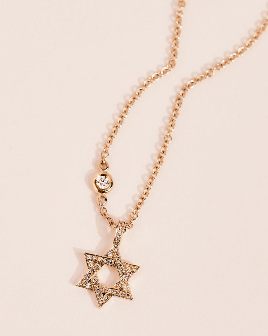 שרשרת מגן דוד יחזקאל משובץ קטן