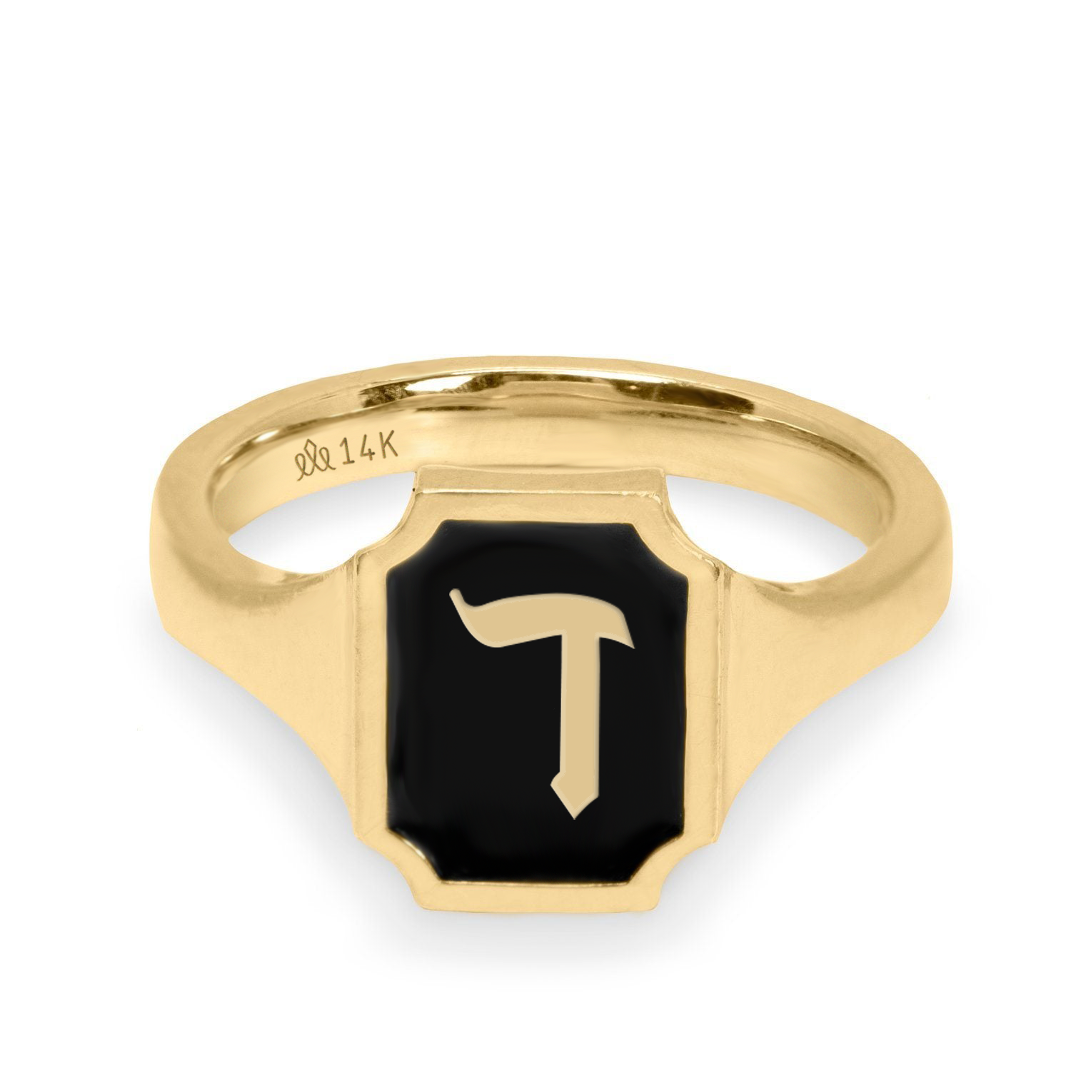 טבעת תום - טבעת אות אמייל שחור