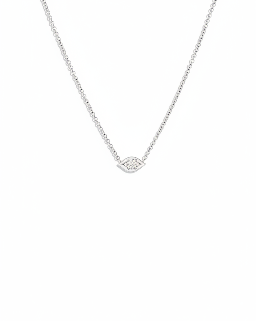 שרשרת עין הרע מרחפת יהלום לבן