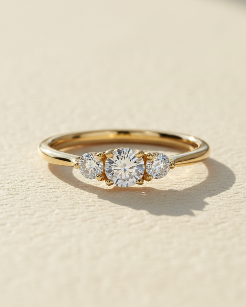 טבעת אודרי יהלומים לבנים 4 מ"מ