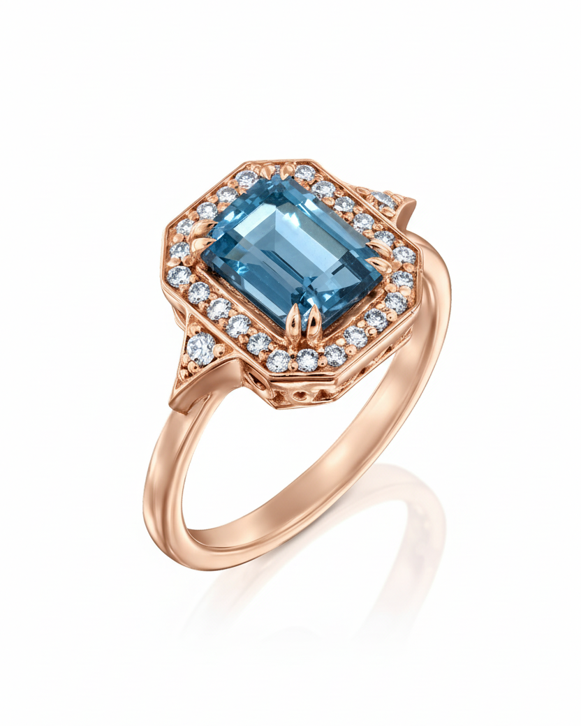 טבעת קתרינה עם בלו טופז