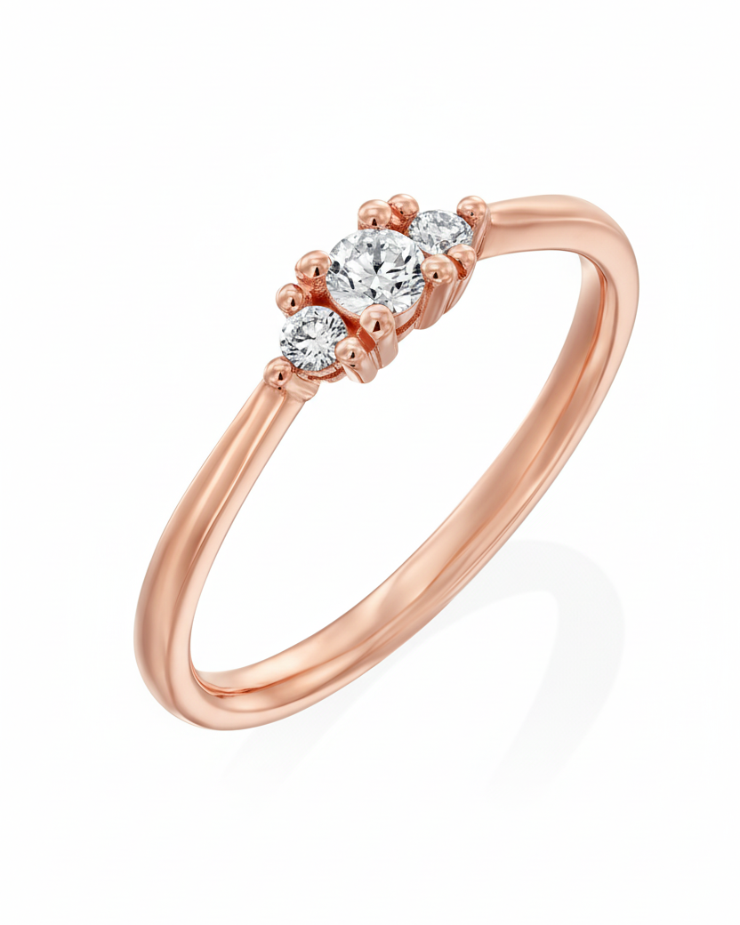 טבעת אודרי יהלומים לבנים 3 מ"מ