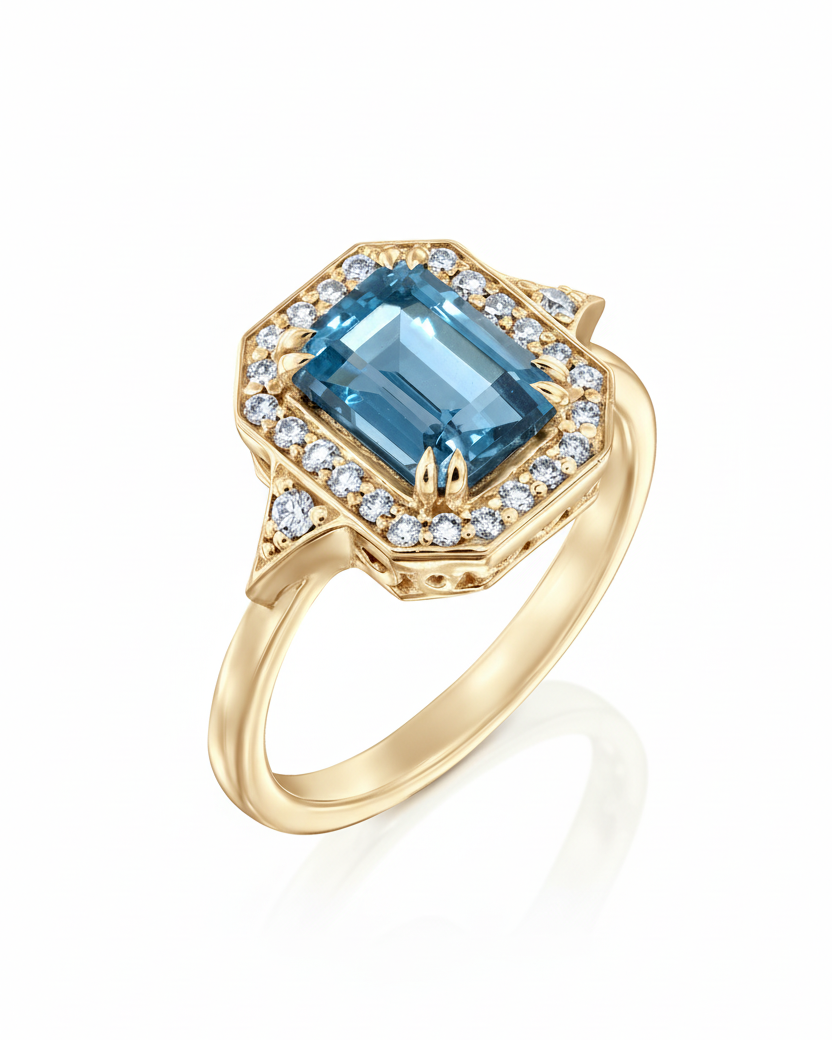 טבעת קתרינה עם בלו טופז