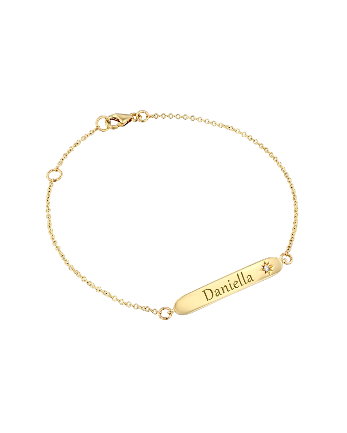 צמיד פלורנס עם יהלום בשיבוץ כוכב וחריטה