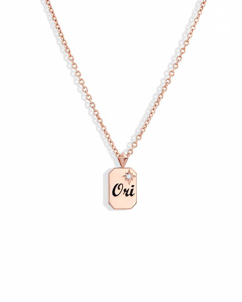 שרשרת דיסקית קטנה עם שיבוץ וחריטה