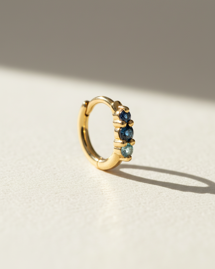 עגיל חישוק מיני אודרי ריינבו כחולים