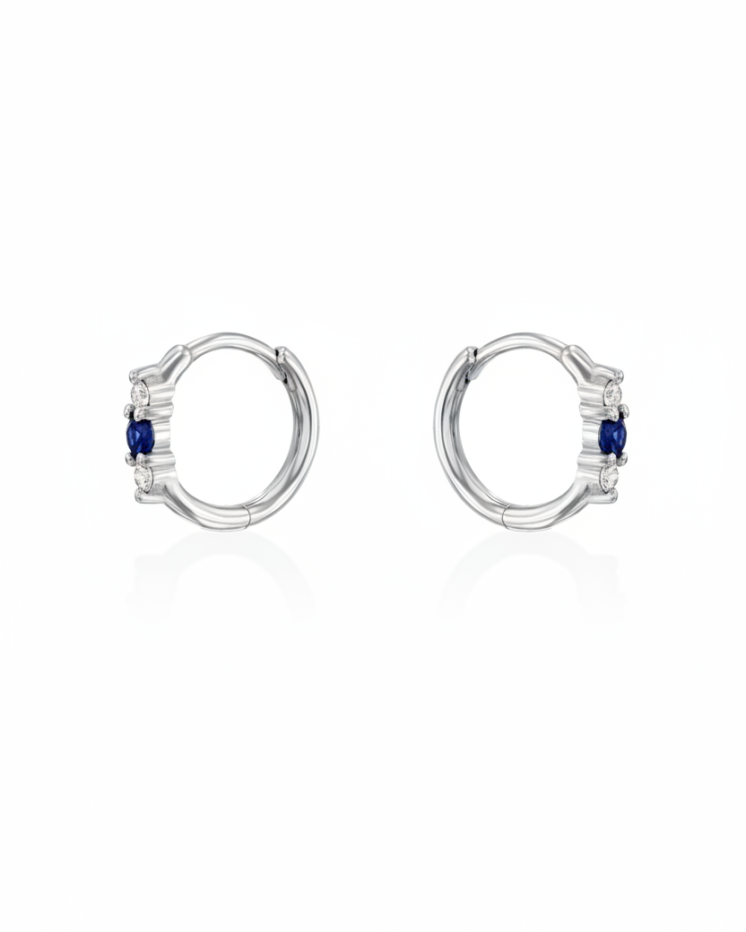 חישוק מיני אודרי עם ספיר ויהלומים לבנים