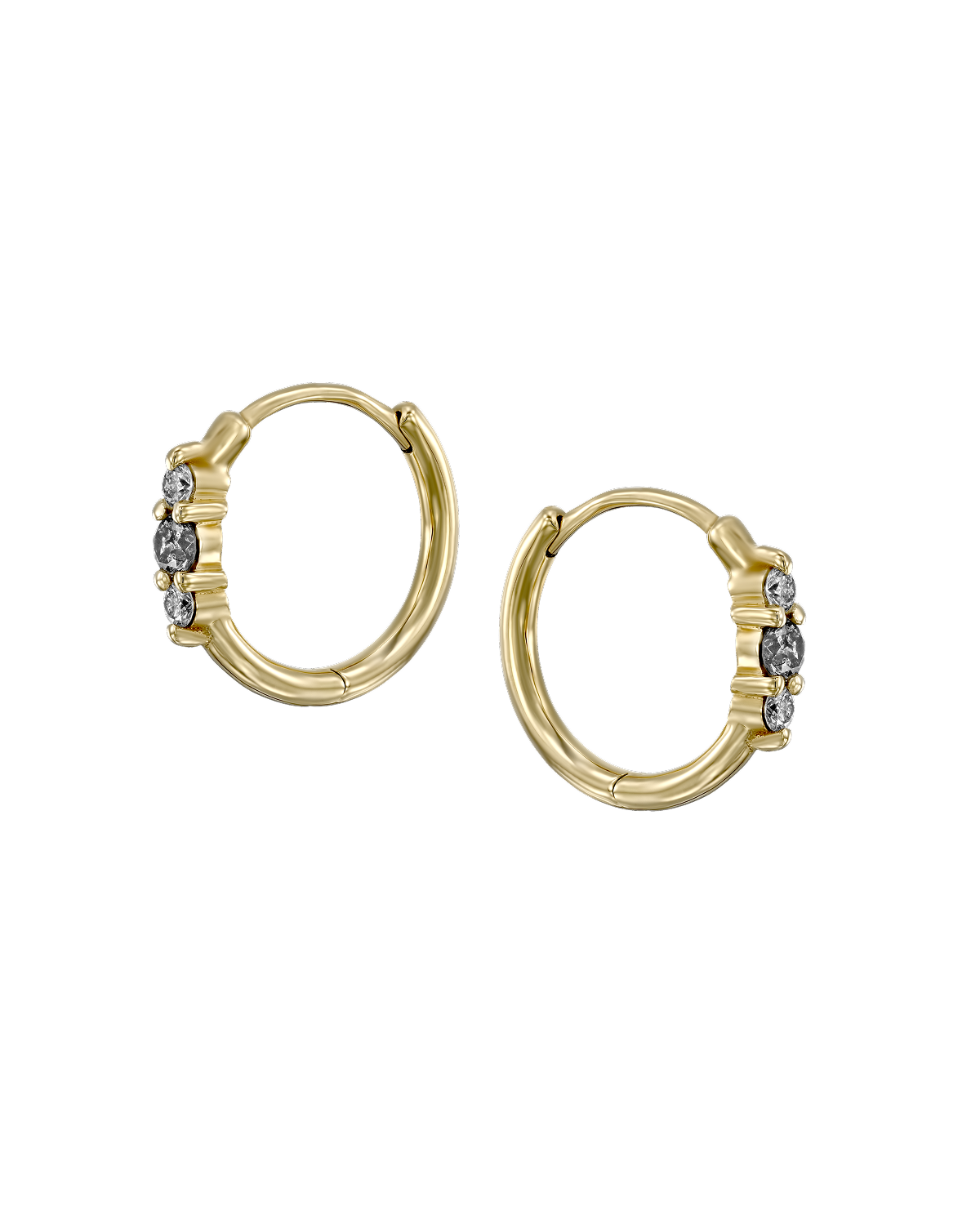 עגיל חישוק אודרי קלאסי יהלומים אפור לבן