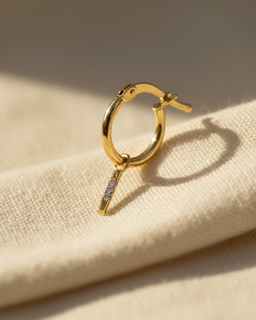 עגיל חישוק + ואלרי יהלומים לבנים