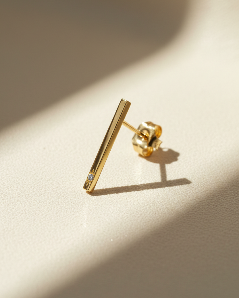 עגיל בר ארוך יהלום בשיבוץ כוכב