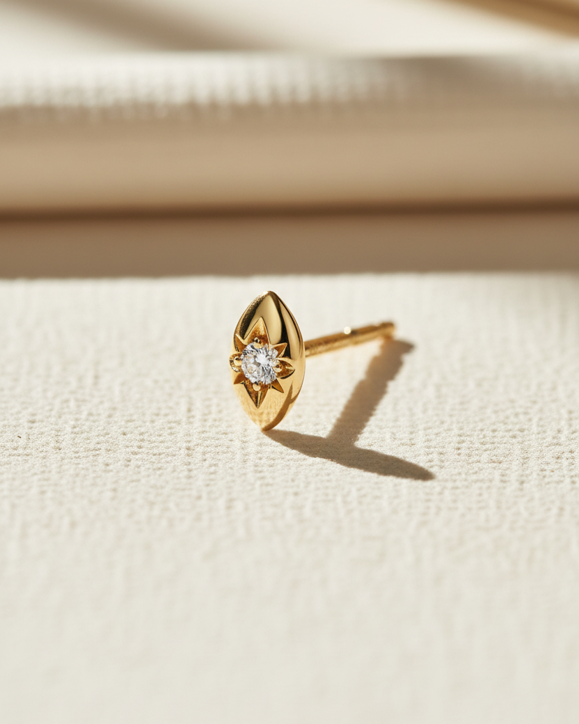 עגיל אגתה יהלום לבן