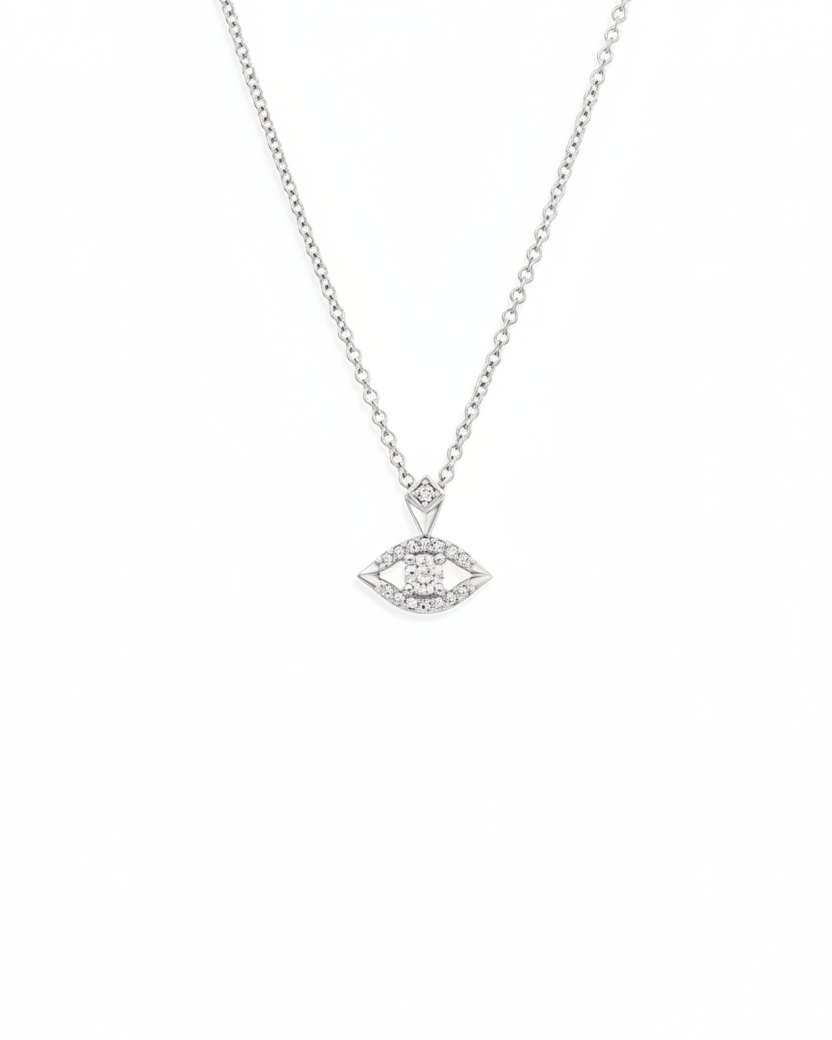 שרשרת זהב עין הרע משובצת יהלומים לבנים