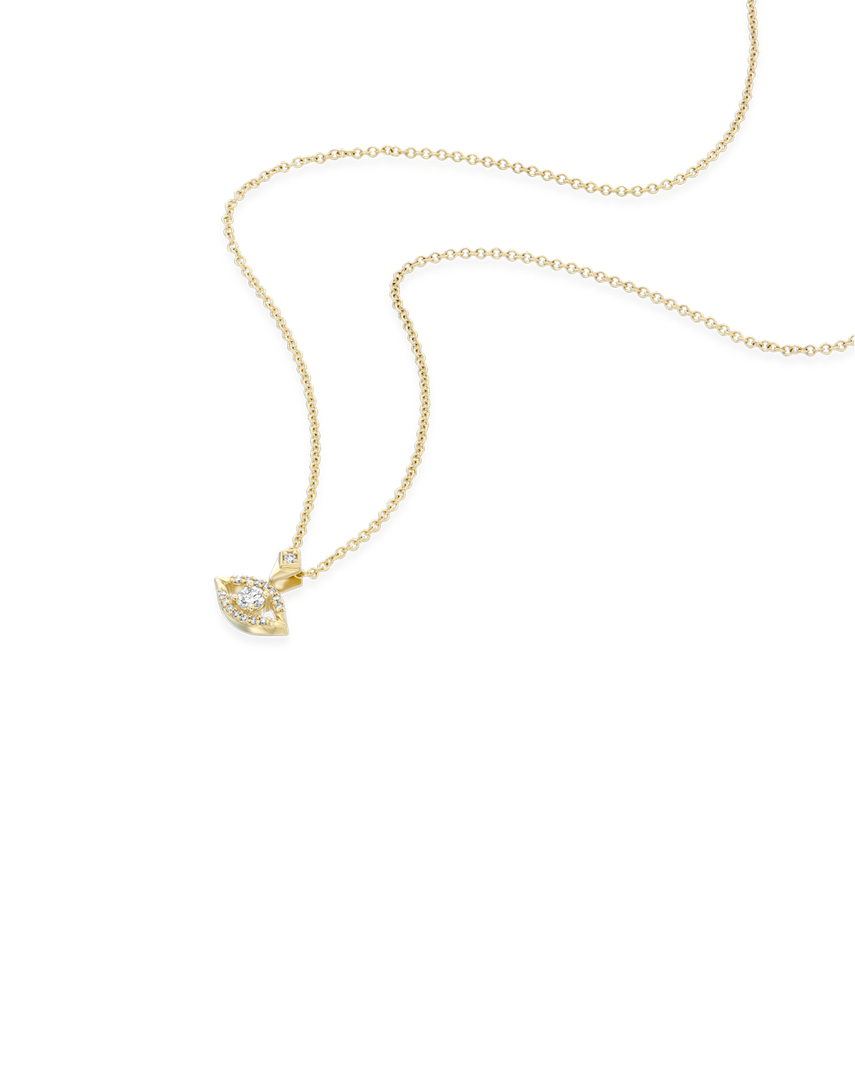 שרשרת זהב עין הרע משובצת יהלומים לבנים