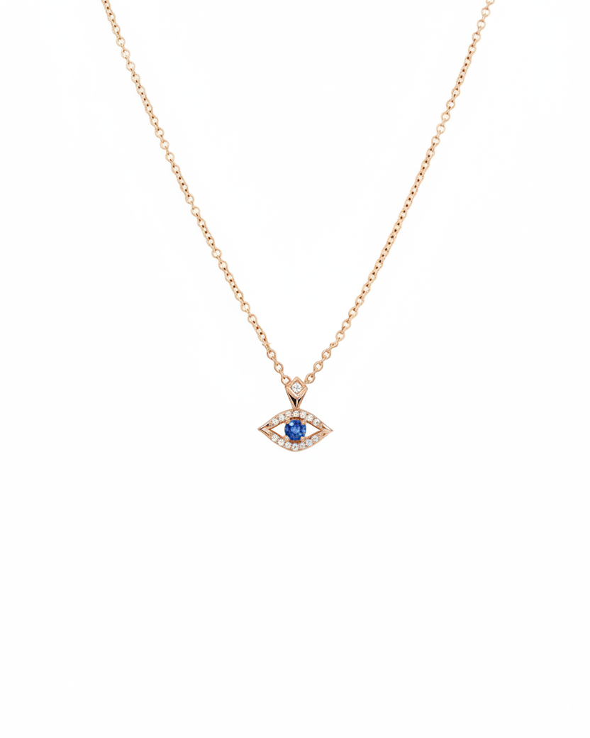 שרשרת עין הרע ספיר ויהלומים