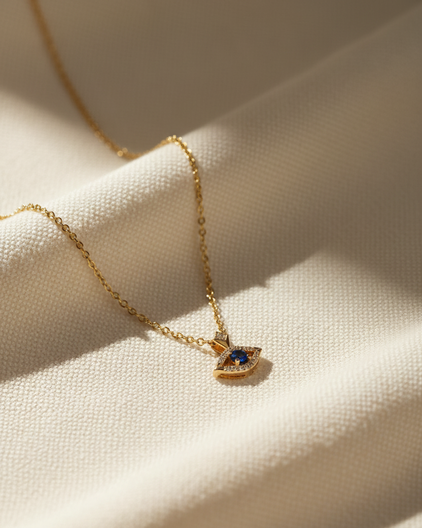 שרשרת עין הרע ספיר ויהלומים