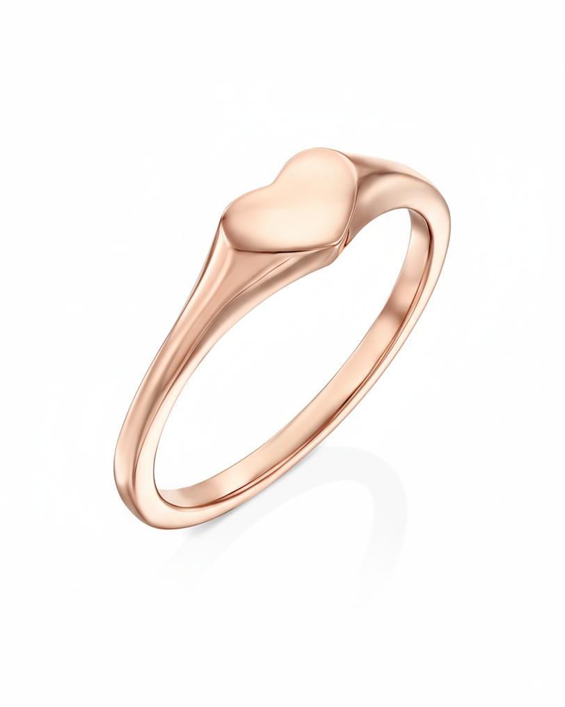 טבעת לב זהב חלק