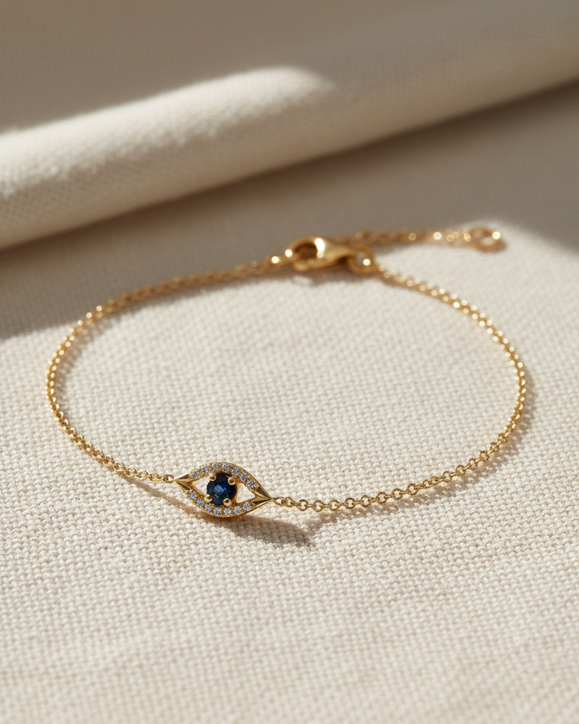 צמיד עין הרע יהלומים וספיר