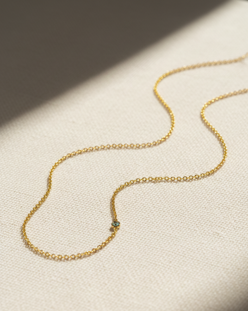 שרשרת זהב אלכסיס אקוומרין