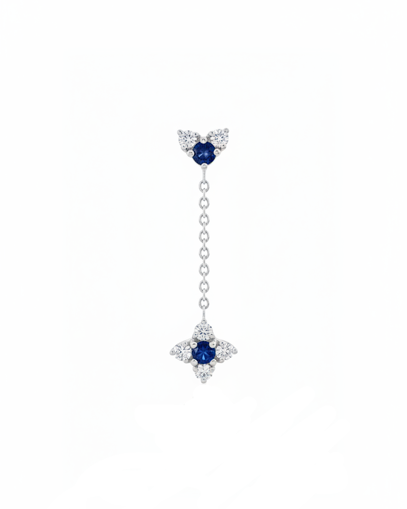 עגיל אלכסנדרה ספיר ויהלומים