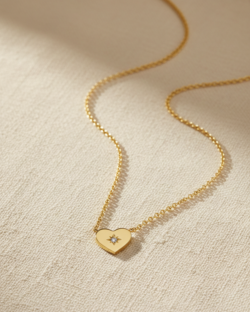 שרשרת לב עם יהלום