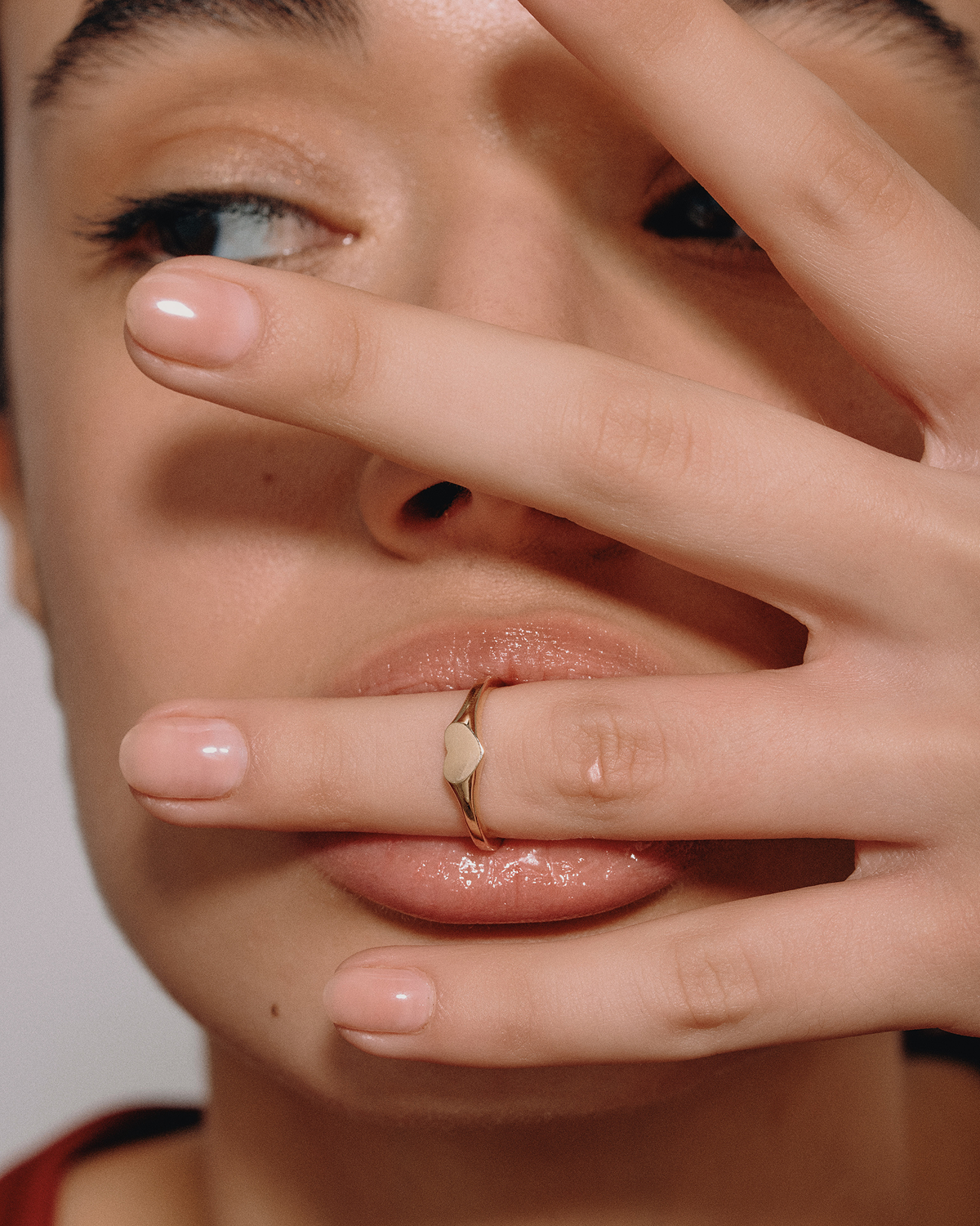 טבעת לב זהב חלק