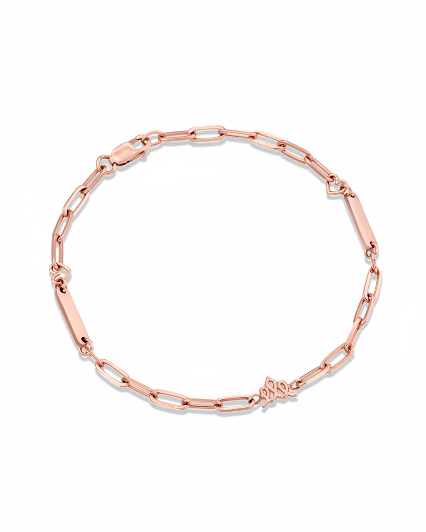 צמיד חוליות עם לב ושמות