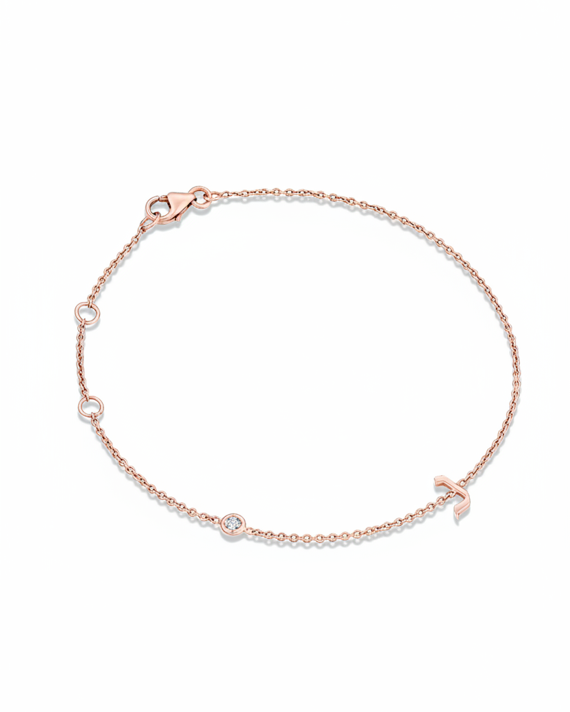 צמיד אות עברית עם יהלום