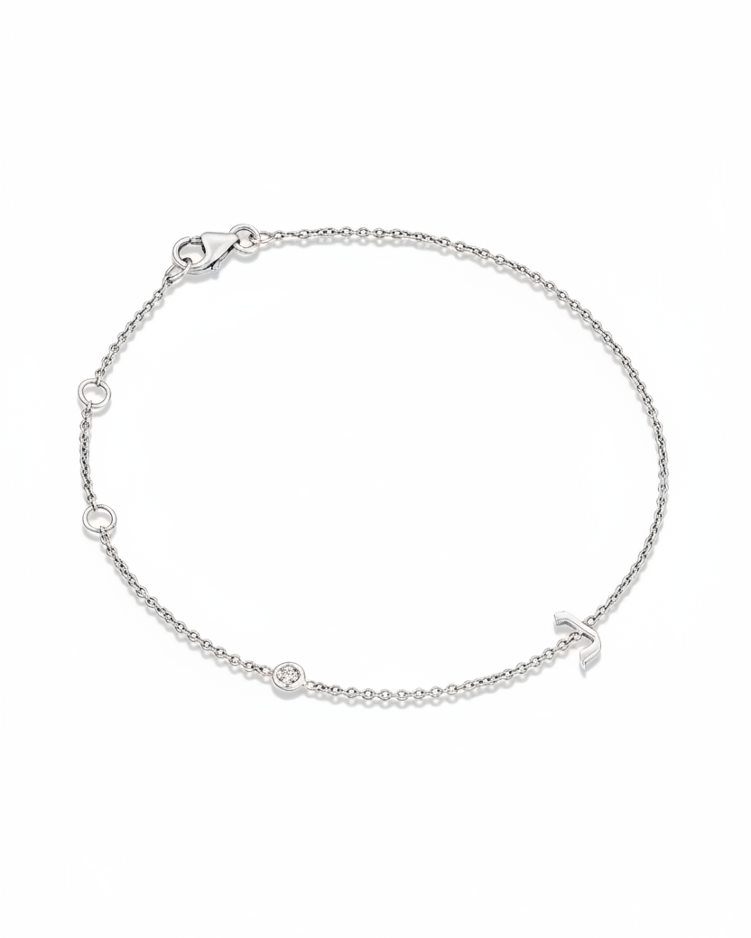 צמיד אות עברית עם יהלום