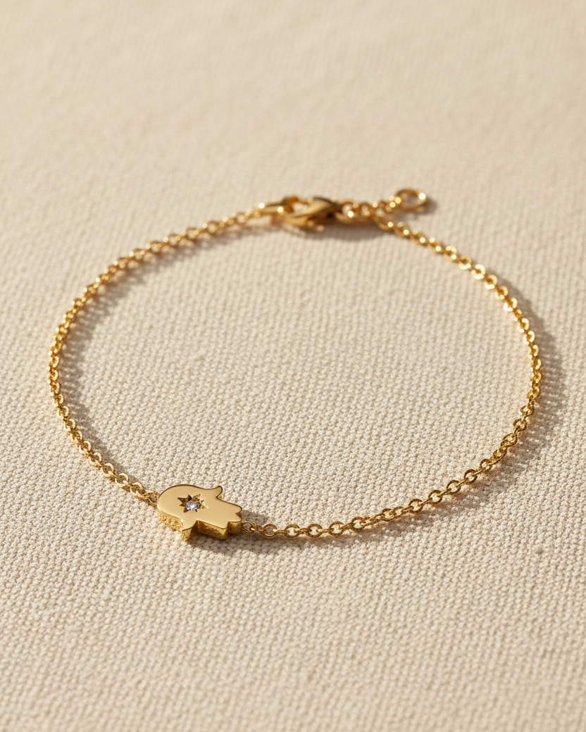 צמיד חמסה יהלום לבן