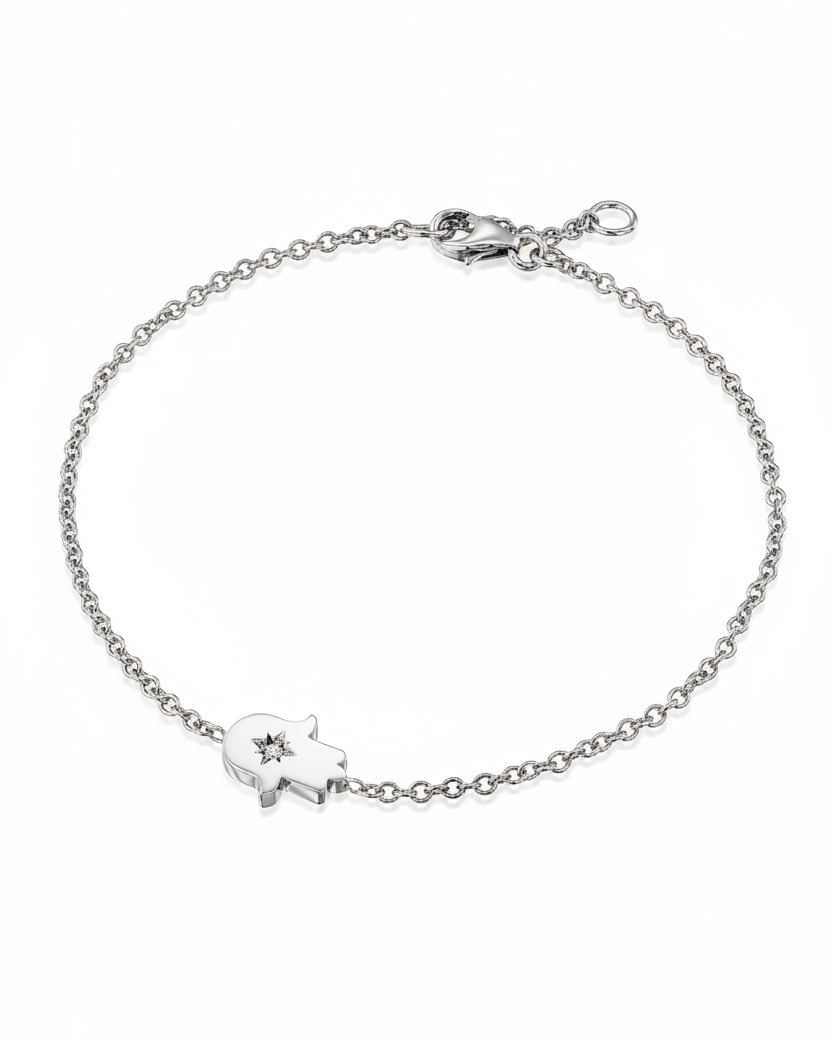 צמיד חמסה יהלום לבן