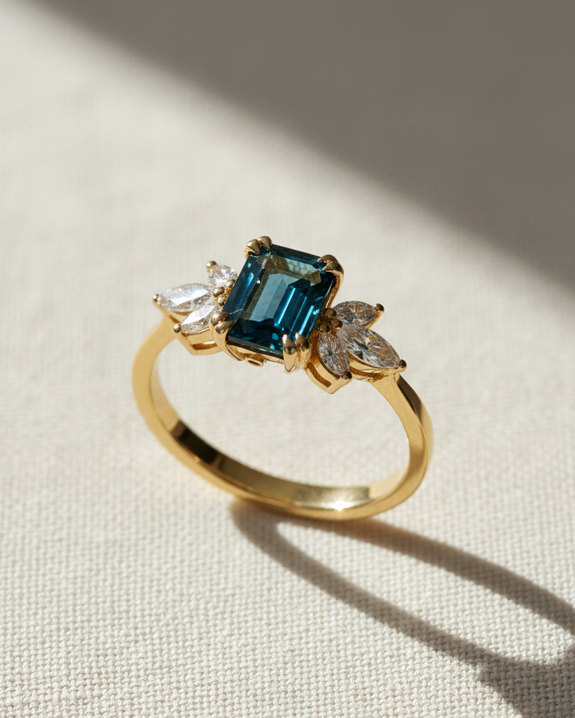 טבעת דפני בלו טופז