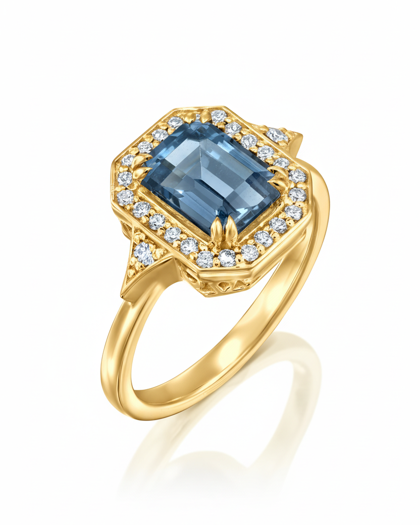 טבעת קתרינה עם בלו טופז