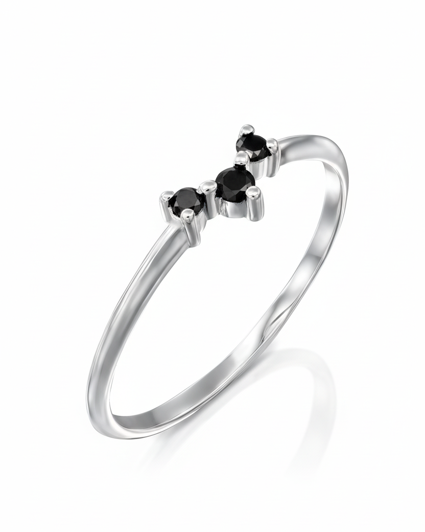 טבעת פרידה יהלומים שחורים