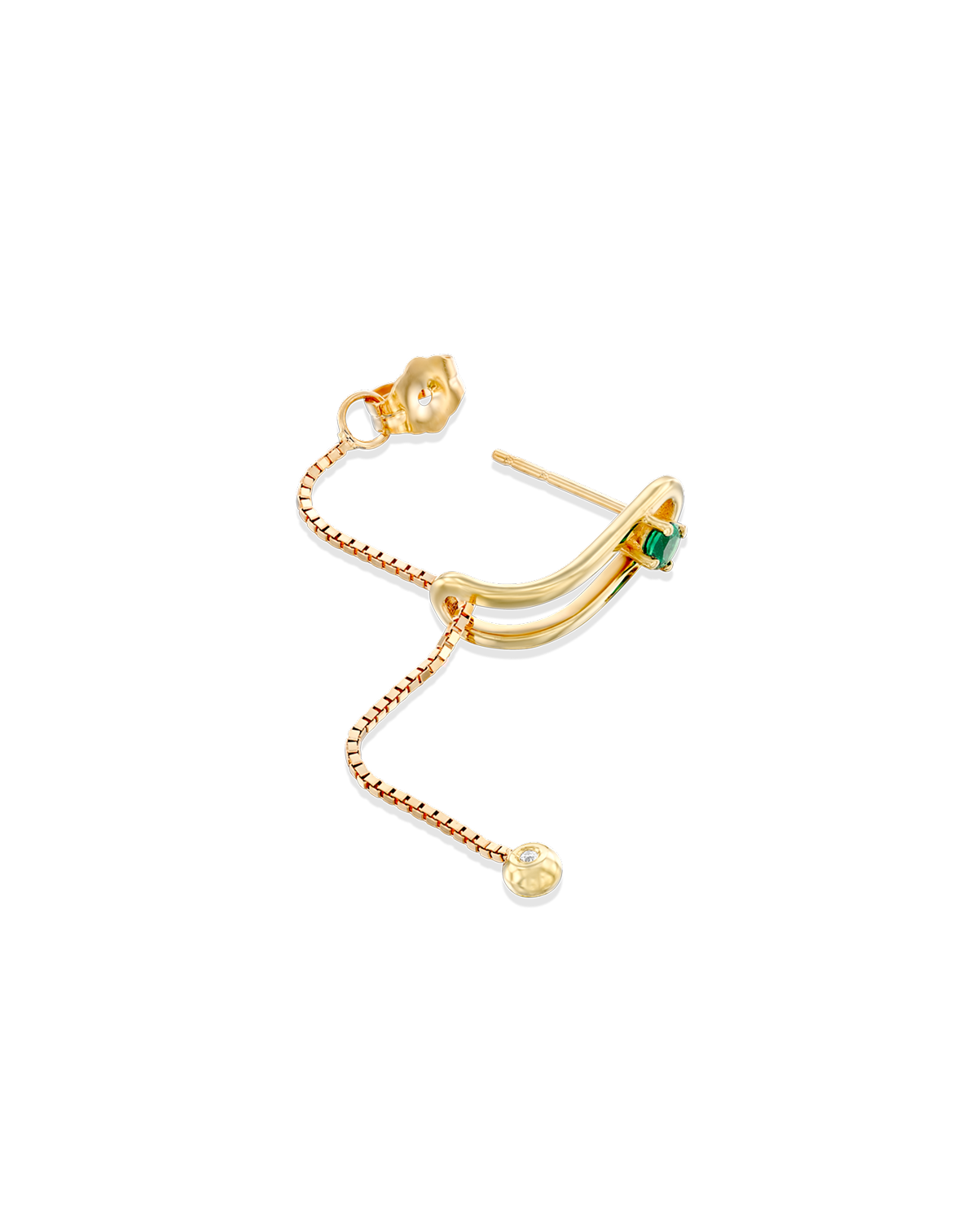 עגיל 12 - אמרלד ויהלום לבן