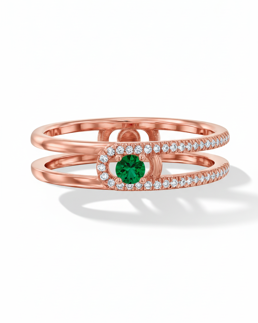 טבעת 06 - אמרלד ויהלומים לבנים