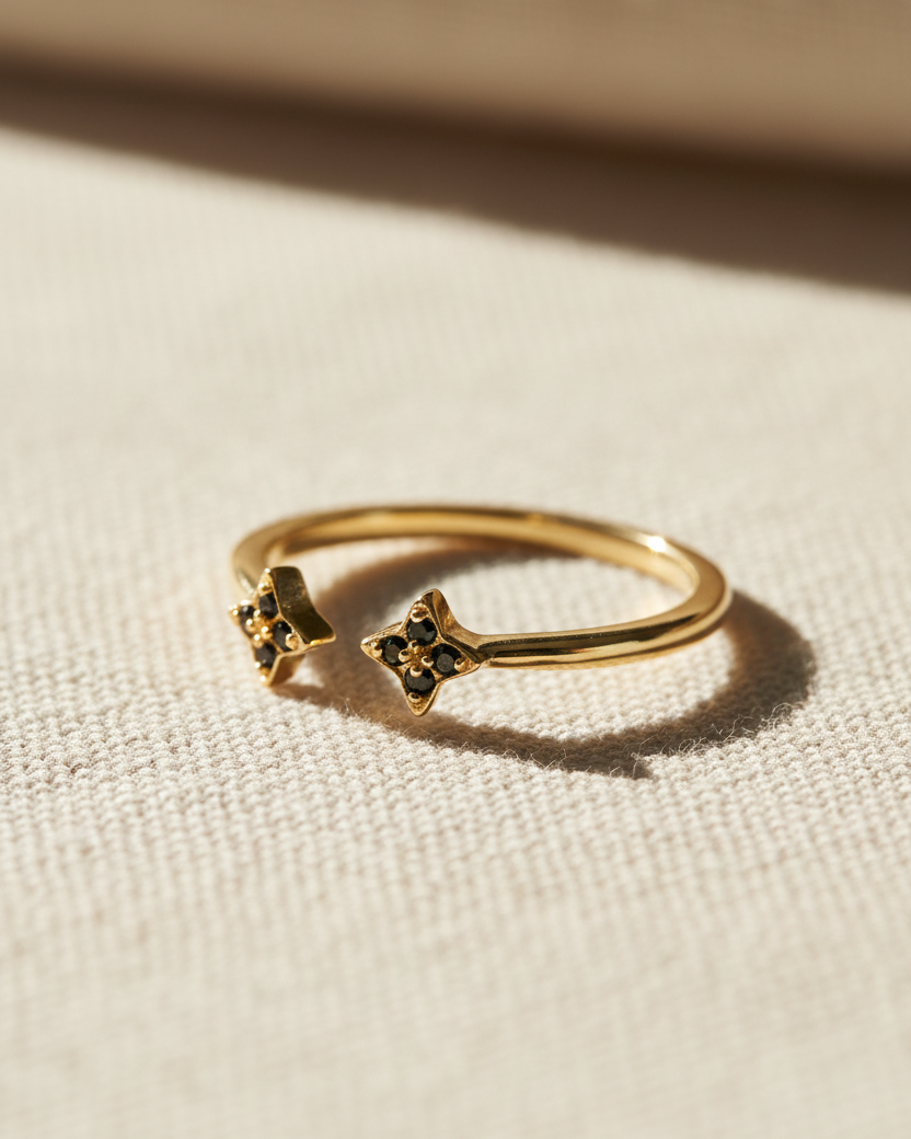 טבעת מרקורי יהלומים שחורים