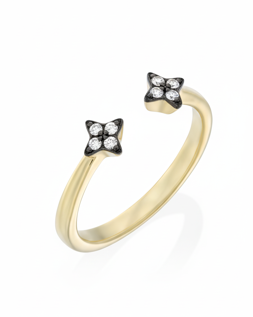 טבעת מרקורי יהלומים לבנים עם השחרה