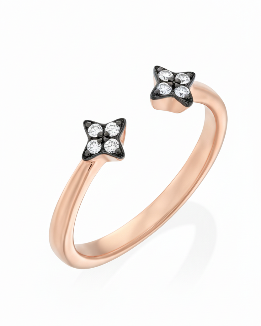 טבעת מרקורי יהלומים לבנים עם השחרה