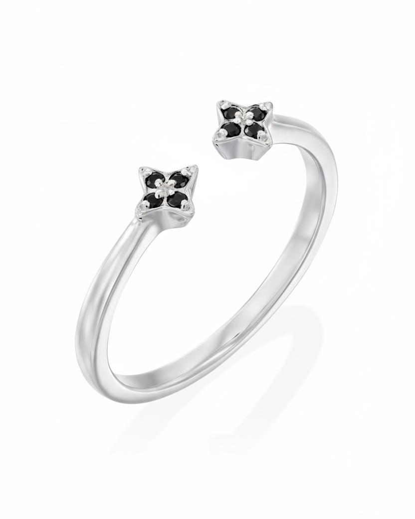 טבעת מרקורי יהלומים שחורים