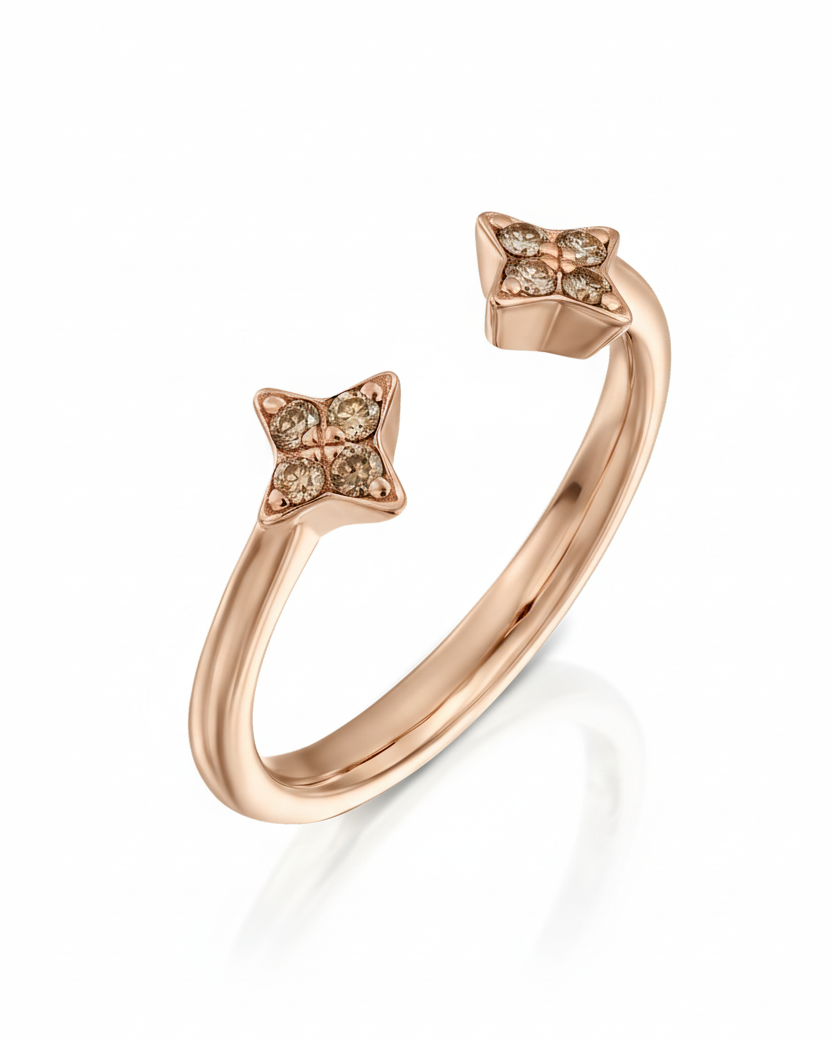 טבעת מרקורי מוגדלת עם יהלומי קוניאק